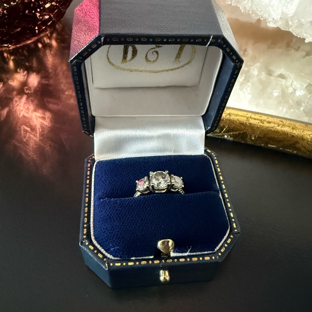 Digby and Iona 14K white gold Salt and Pepper Diamond Ring size 4 - Picture 2 of 12